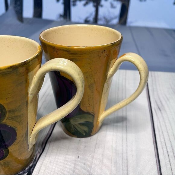 Set of 2 Arte Italica Vintage Grape Plum Design Tall Cups Mugs Made in Italy - Picture 5 of 10
